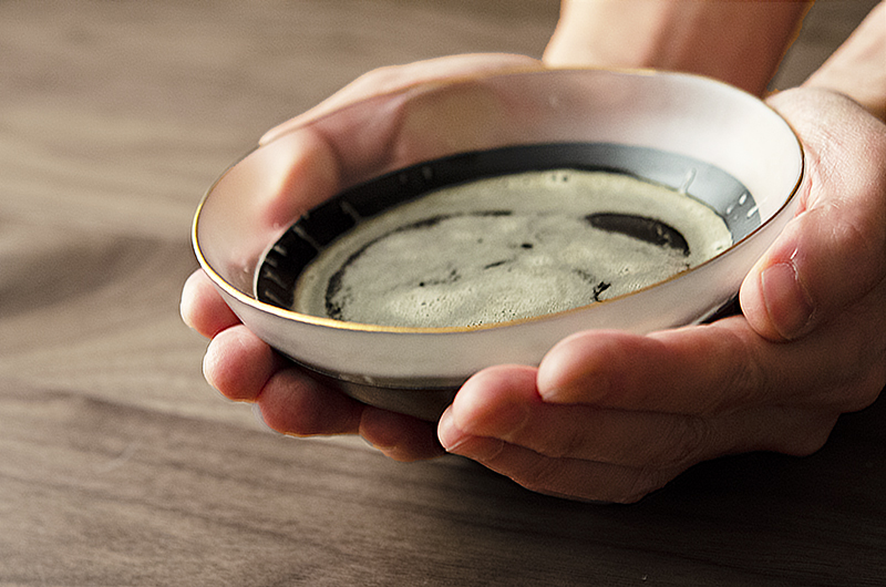 抹茶茶道茶碗・カフェオレボウルとして使える河上ガラス